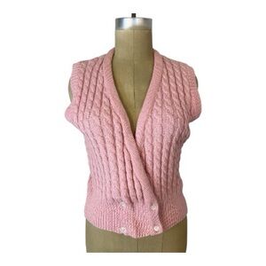 Vintage Nordstrom Wool Pink Cable Knit Women's Sweater Vest